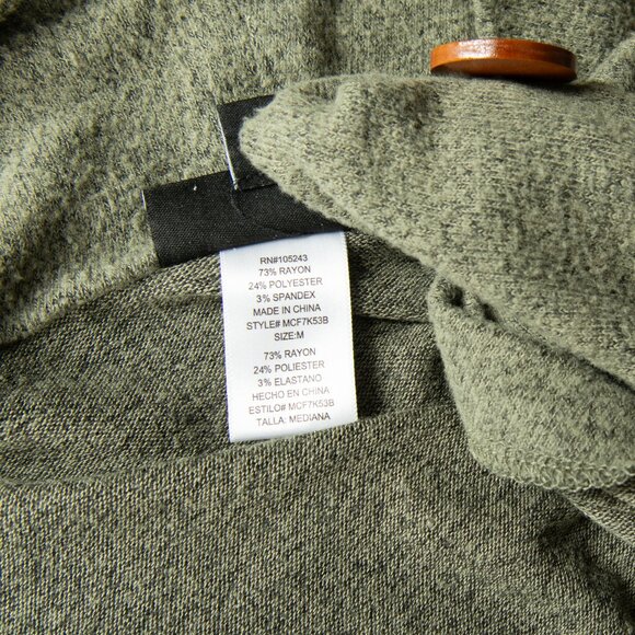 BOBEAU Long Sleeve Asymmetric Fly Away Lagenlook Poncho Green M - Picture 6 of 7